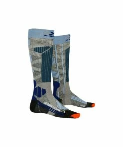 X-SOCKS Women Ski Rider 4.0 Stone Grey Melange/mineral Blue 37-38